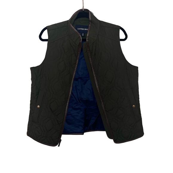 Lands' End Women's Olive Green Quilted Lightweight Preppy Vest Size Medium - Picture 1 of 6